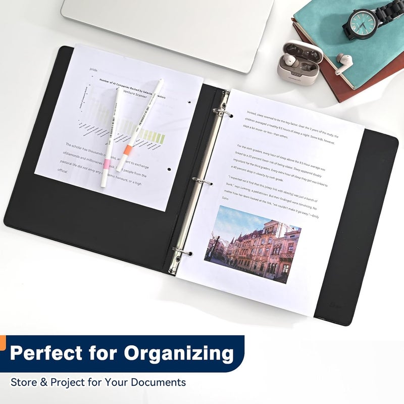 SUIN Basic 1-inch 3 Ring Binder -1'' Binders with 3 Roung Ring, Large 100/200 Sheet Capacity, Fit 8.5" x 11" US Letter Size Paper (1'' -Black 12 Packs) - Image 5